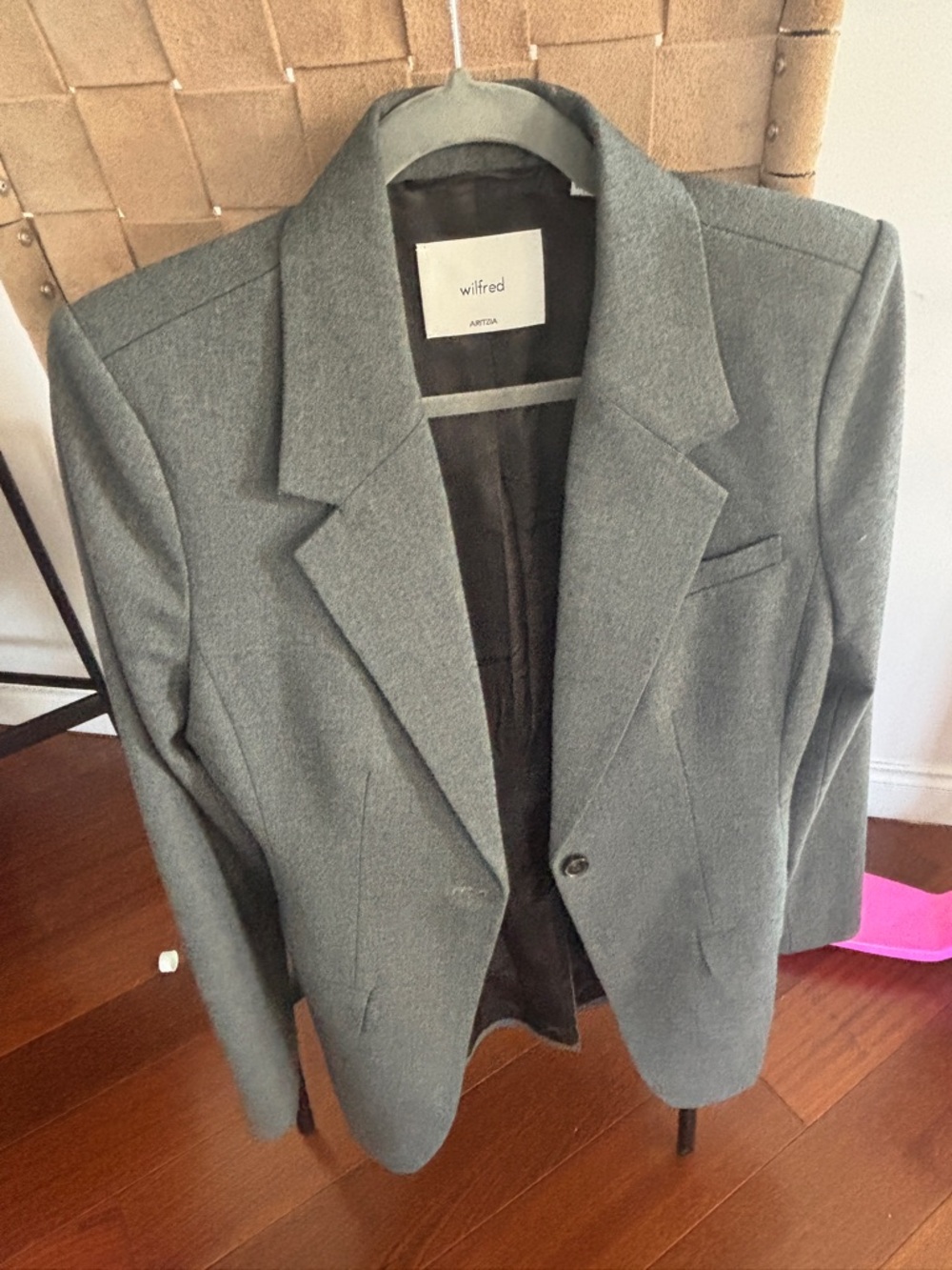 Wilfred Slate Gray Tailored Wool-Blend Single-Button Blazer